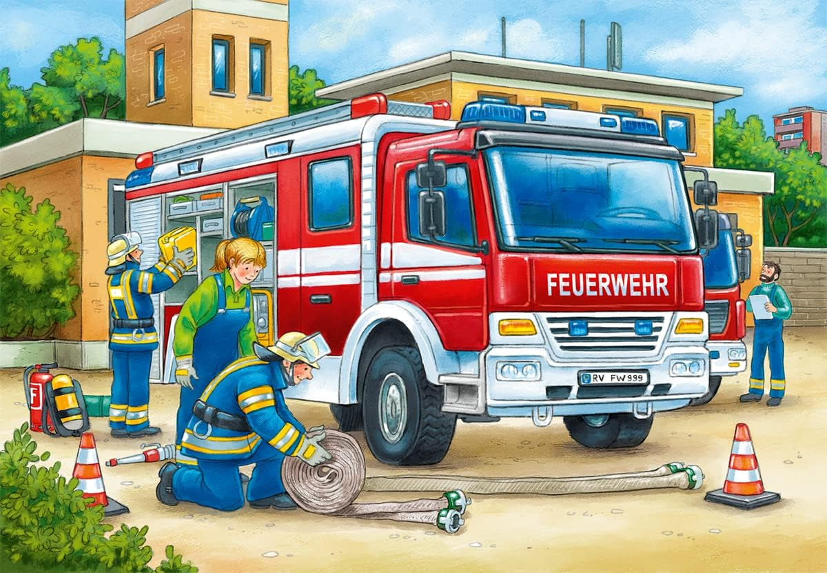 Ravensburger Puslespil til børn - 07574 Politi og brandmænd - Puslespil for børn fra 3 år, med 2X12 brikker Puslespil Naty Shop