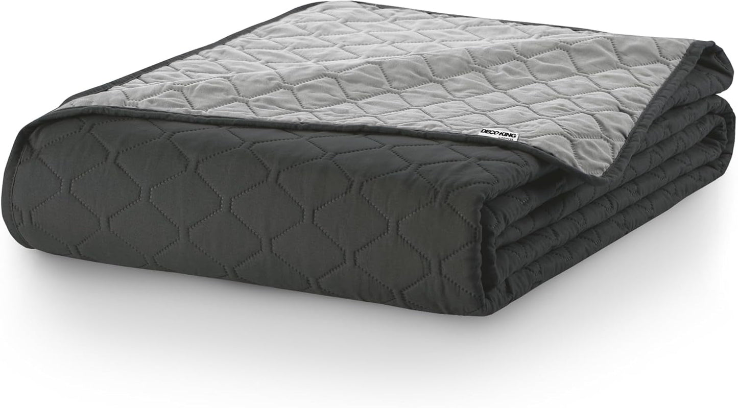 Decoking Sengetæppe 200 X 220 Cm Grafit Antracit Sølvgrå Tosidet sengetæppe let at vedligeholde Axel Senge og tæpper Besuche den DecoKing-Store