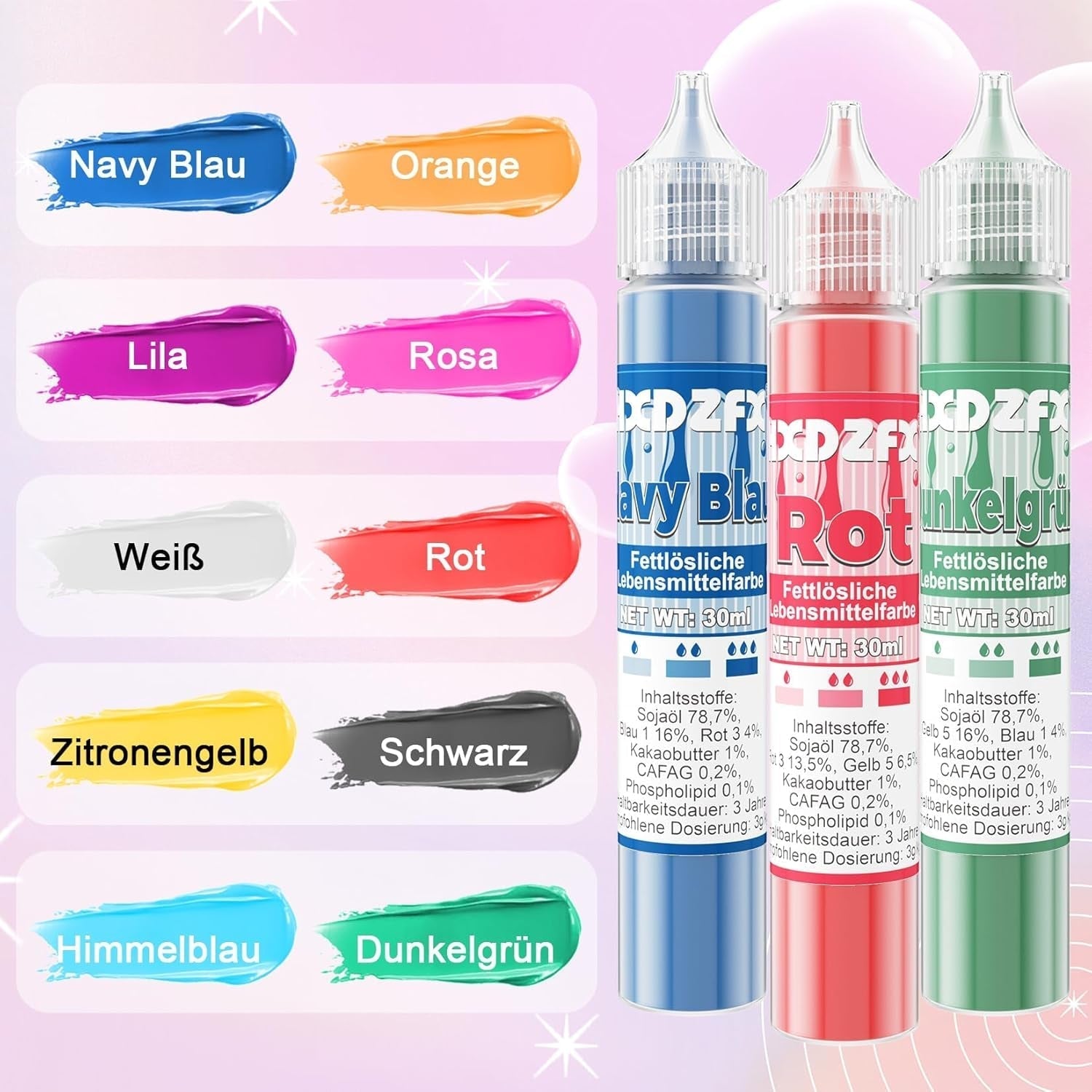Fedtopløselig madfarve - 30 ml koncentreret oliebaseret madfarve til chokolade madfarvesæt til kagedekoration, fondant, smørcreme, bagning, håndværk (marineblå)