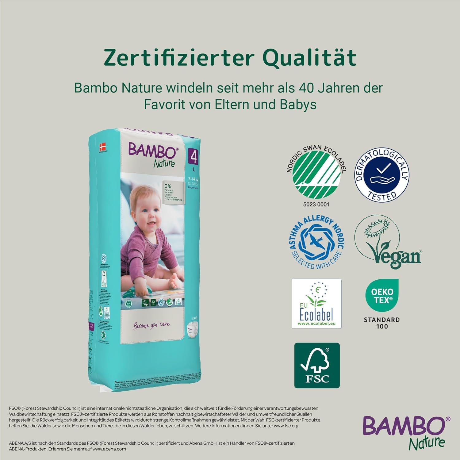 Bambo Nature babybleer, str. 4 (7-14 kg) - 48 stk. Premium bleer med forbedret lækagebeskyttelse | Ultimativ komfort og frihed for aktive børn | Dermatologisk testede bleer