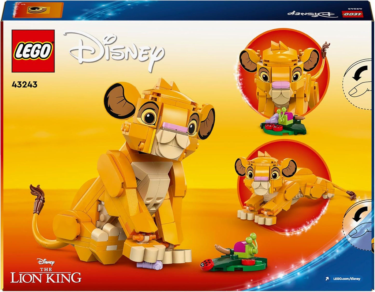 LEGO Ç€ Disney Simba, løvernes kongens unge, byggelegetøj til børn, fantasilegesæt med løvefiguren, fed gaveide til piger og drenge fra 6 år, børnelegetøj 43243 Byggesæt Beuche den LEGO-Store