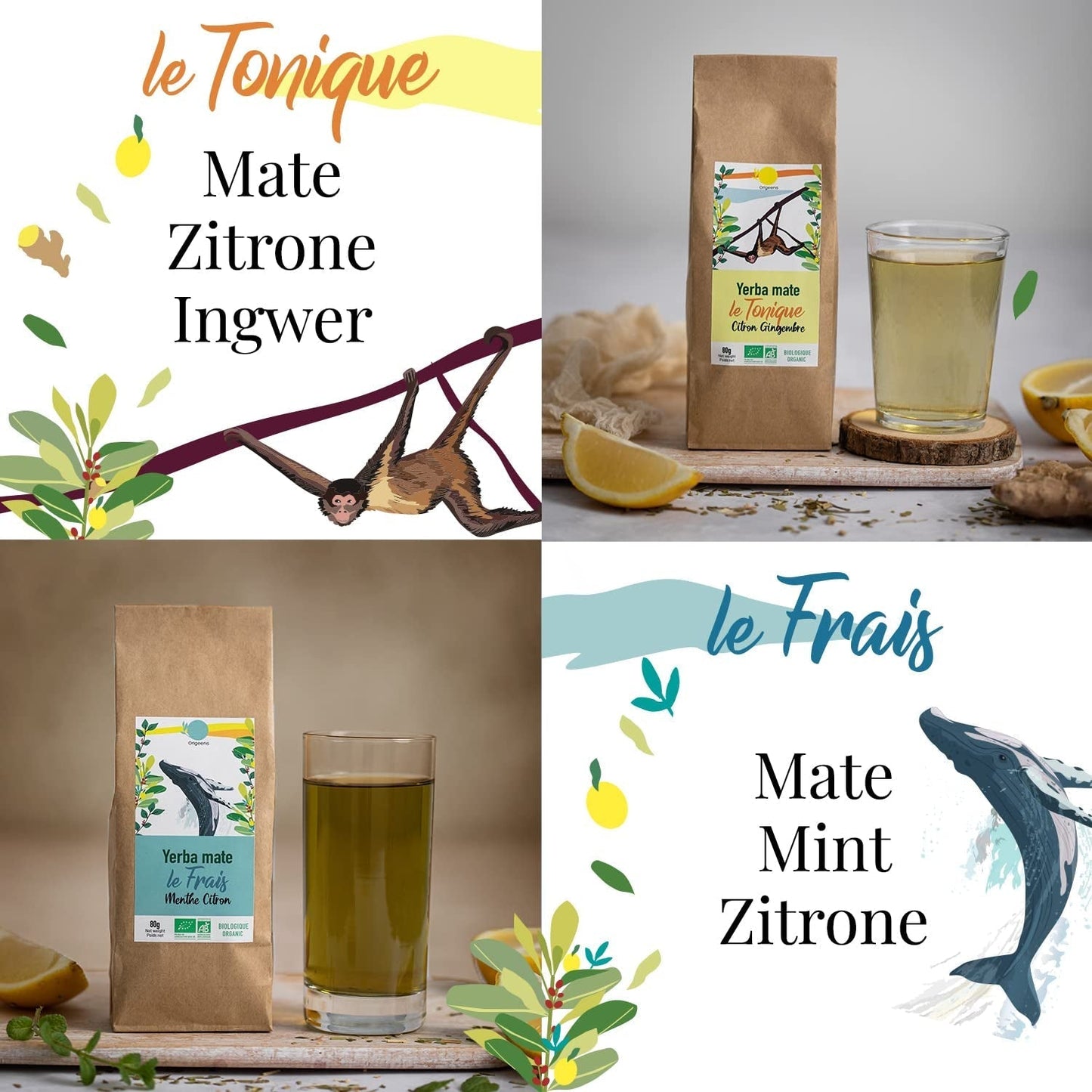 ORIGEENS BIO MATE TE GAVESÆT X4 I Yerba Mate Bio 4X80G I Yerba Mate tesæt, gaveidé
