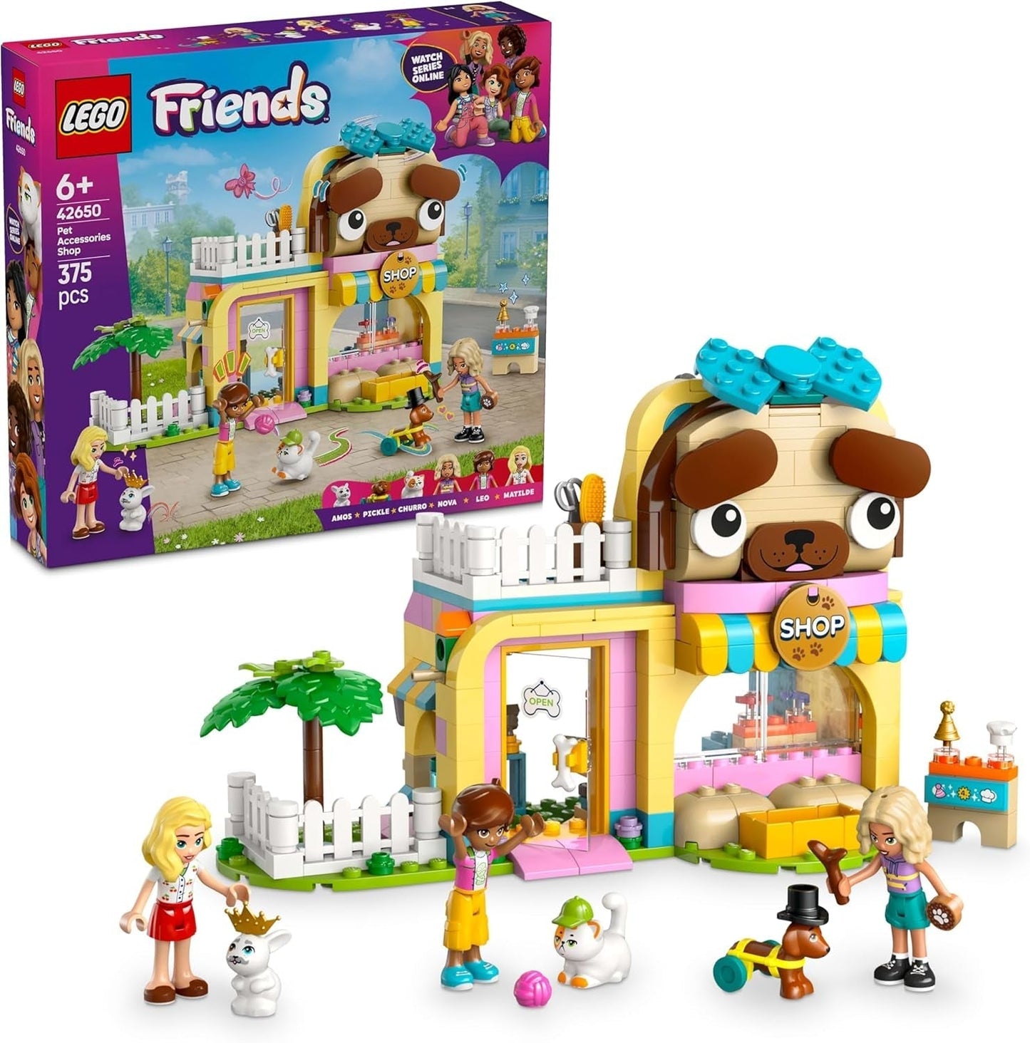 LEGO Friends Dyretilbehør Butik Lad som om Legesæt Pædagogisk legetøj til 6-årige piger 3 minifigurer og 3 dyrefigurer Kat Hund Kanin Gaveidé til børn 42650 Byggesæt Besuche den LEGO-Store Standardtitel