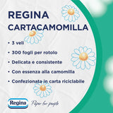 Regina Cartacamomilla - 8 ruller toiletpapir, 300 fluffy ark, 3-lags, blød og fast, genanvendelig papiremballage