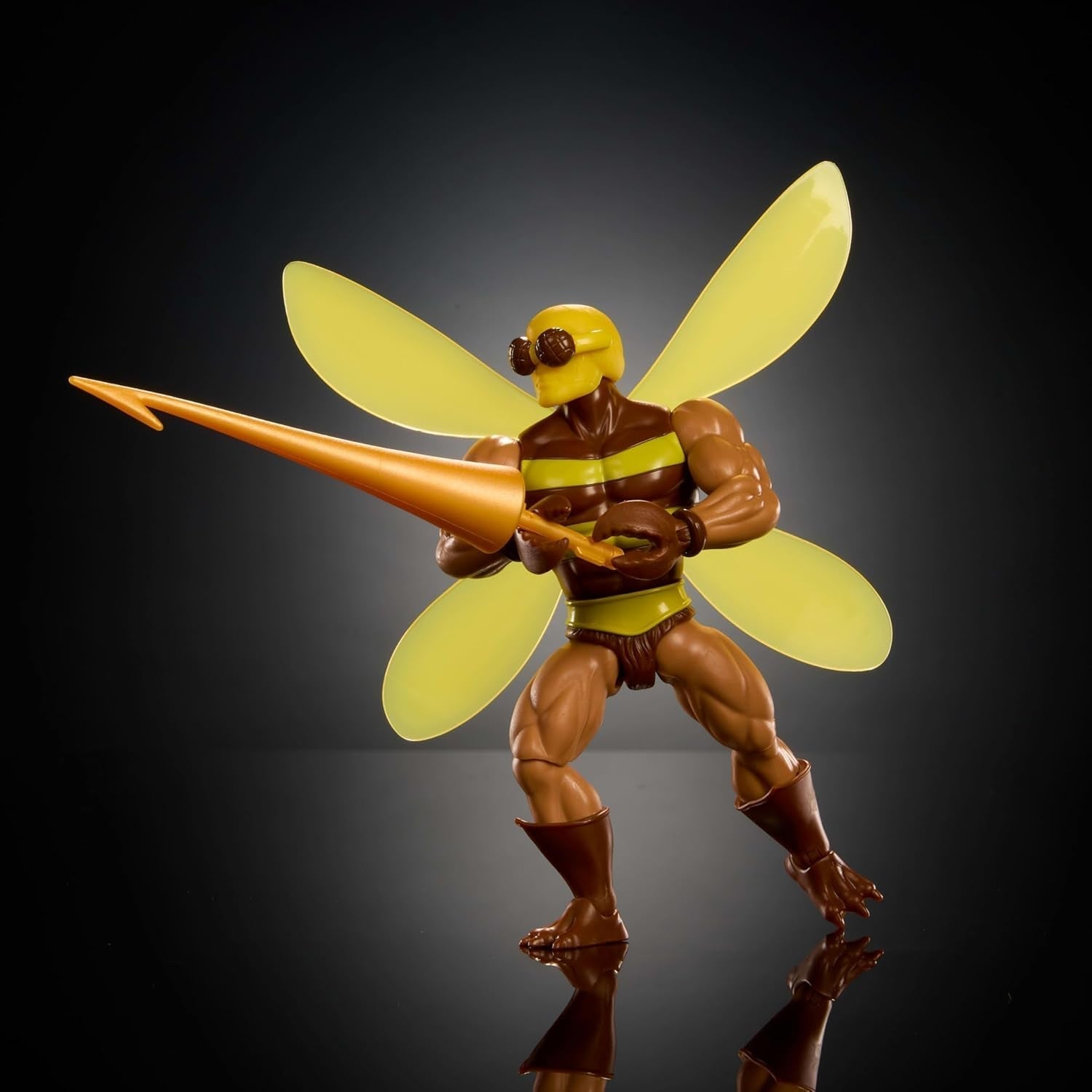 Masters of the Universe Origins Action Figur Buzz-Off fra tegneseriekollektionen, ca. 14 cm høj, fra 1980'ernes TV, Bee Leader med vinger og briller med spyd, JBM88 Actionfigurer Naty Shop