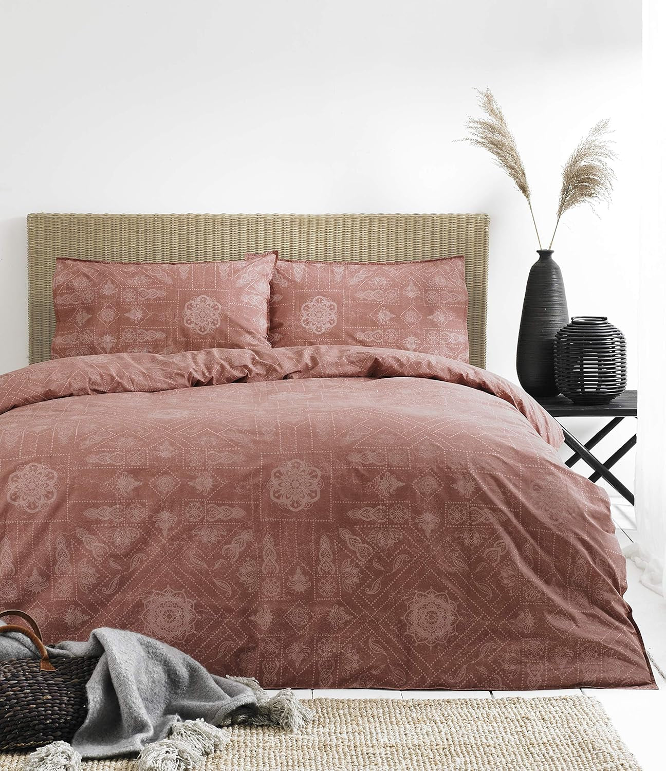 The Linen Yard Bohemian Dynebetræk Sæt, Rød, 260 X 220 Cm Dyner og dyner Naty Shop Rød 260 X 220 Cm