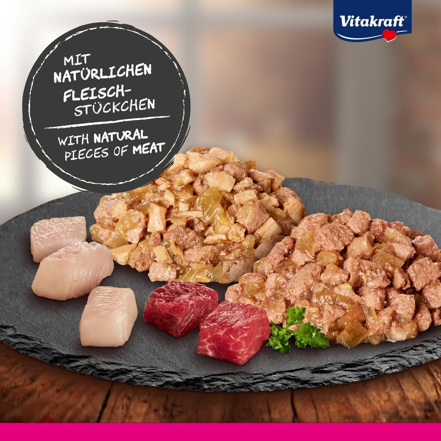 Vitakraft Poésie Délice, Country Selection, Nassfutter Katze, Katzennassfutter Gelee, med kylling, med oksekød (1 pakke med 6x 85g)