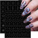 6 ark Airbrush-skabelon Nail Stickers, Butterfly Flame Stars Heart Stars Nail Stickers Printing Stencil Tool Nail Art Selvklæbende Stickers til Kvinder Nail Art Design Stickers