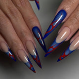 Moonglow Lange Negle Stiletto Mælkehvid Pink Gradient Glitter Cool falske negle med lim Pink Ombre Glitter Kunstige negle