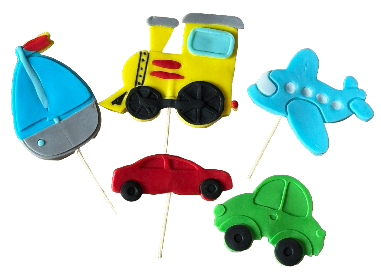 Sæt med 5 spiselige sukkerdekorationer, Cars Sugar Paste Decorations Nati Shop