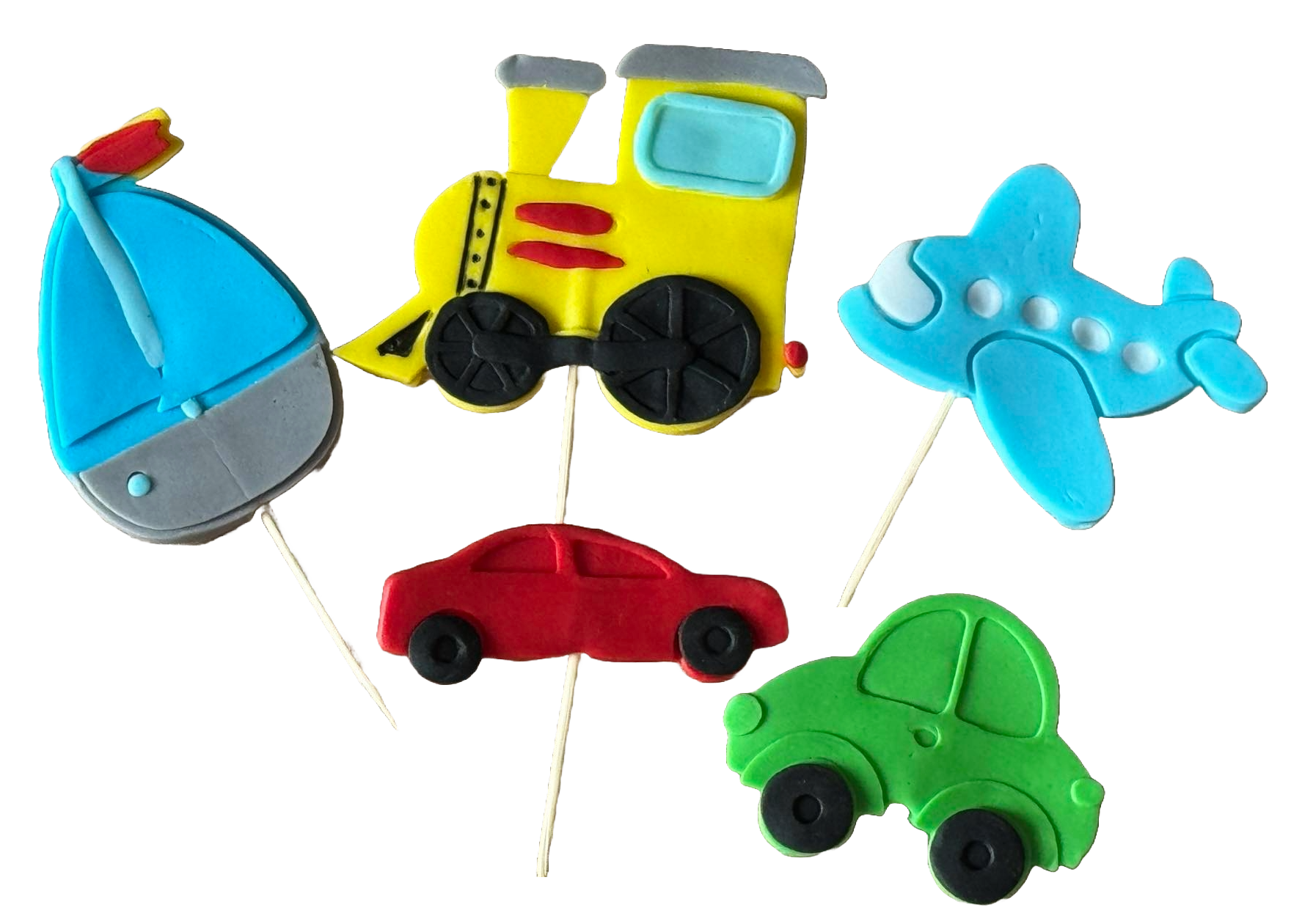 Sæt med 5 spiselige sukkerdekorationer, Cars Sugar Paste Decorations Nati Shop