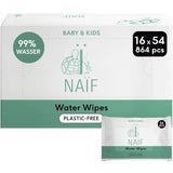 Naïf Plastikfreie Feuchttücher 864 Stück (16Er X 54 Feuchttücher) - Pflege Für Babypo, Körper Und Gesicht - 99% Aus Wasser - 0% Parfüm Und Alkohol - Nachhaltige Feuchttücherbox Eukalyptus Sensitiv Naty Shop