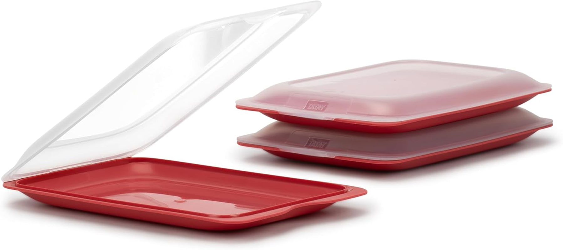 TATAY Fresh Slicer Box Sæt med 4, BPA fri, genanvendelig, stabelbar, opvaskemaskine & MWO, tilfældige farver. Måler 17 cm x 3,2 cm x 25,2 cm Madopbevaringsbokse Naty Shop Sæt 3 - Blåbær