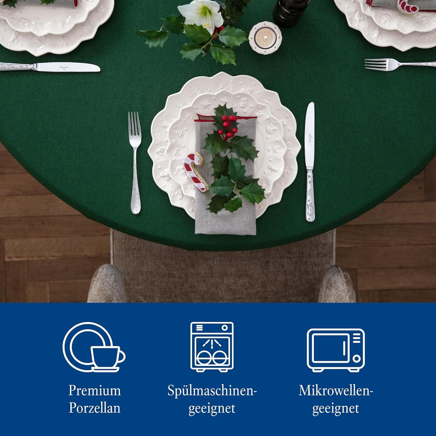 Villeroy & Boch Toy's Delight Royal Classic 8-delt porcelænssæt, Tåler opvaskemaskine og mikroovn, hvidt, tallerkener, 4-personers porcelænssæt, julestel, legetøj, premium porcelæn