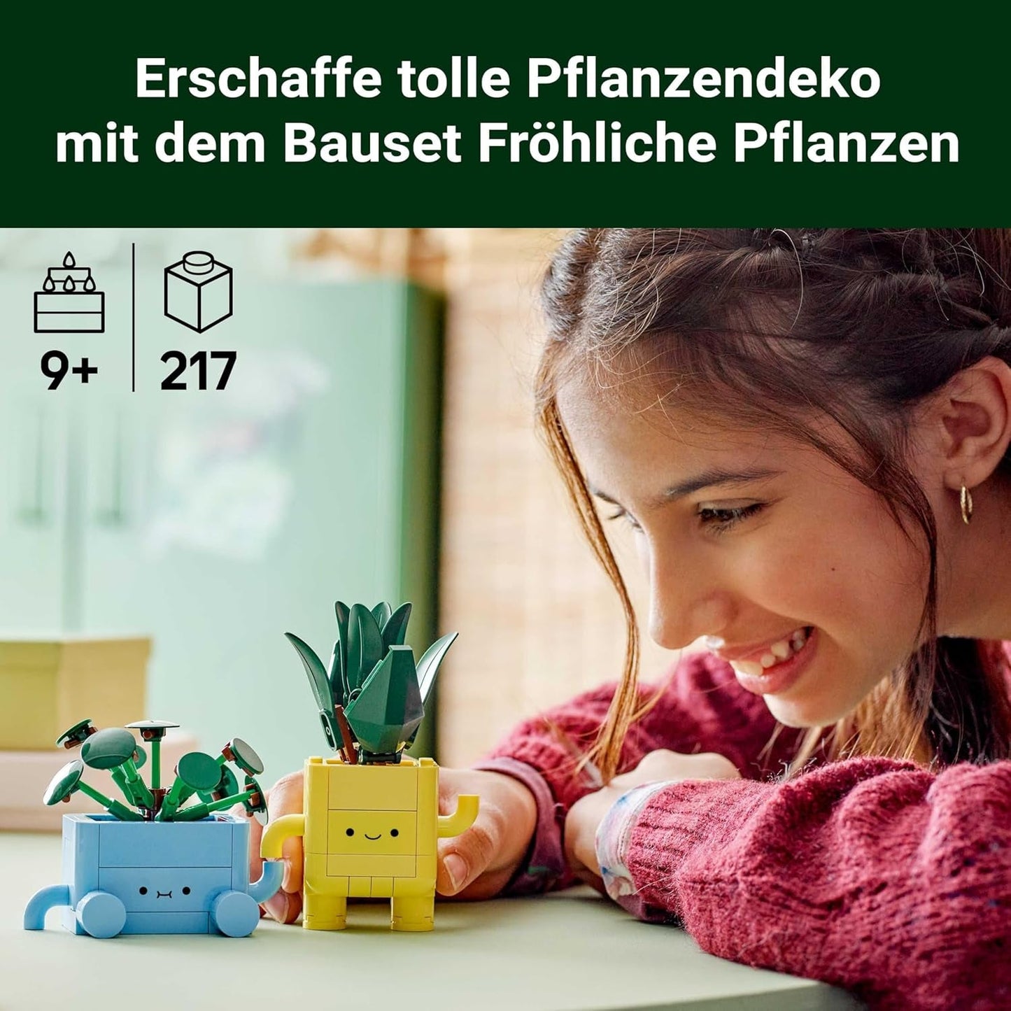 LEGO Botanicals Happy Plants - DIY sæt til børn med 2 kunstige blomster og 2 farverige urtepotter med tegneserieansigter - Gaveidé til piger fra 9 år - 10349 Besuche byggesæt den LEGO-Store