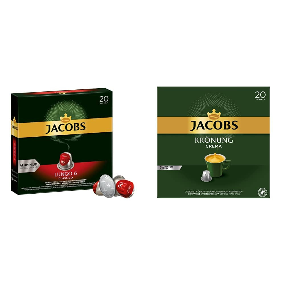 Kaffeekapsel Lungo Classico, Intensitet 6 af 12, 10 x 20 Getränke & Kaffeekapseln Krönung Crema, 200 Nespresso-kompatibel Kapsel, 10er Pack, 10 x 20 Getränke, 1040 g
