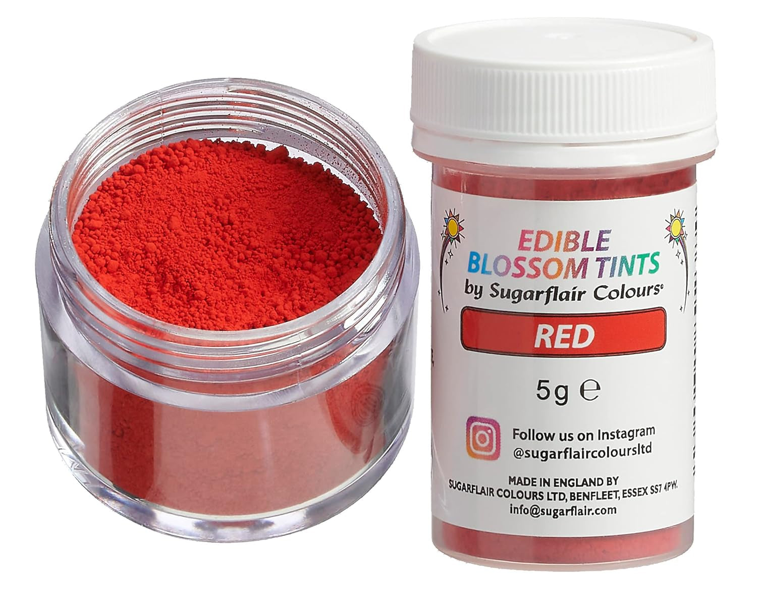 Sugarflair Blossom Tint Dust Red - Madfarvepulver til kagepynt, fondant, glasur, chokolade, smørcreme, macarons og mere - 5G