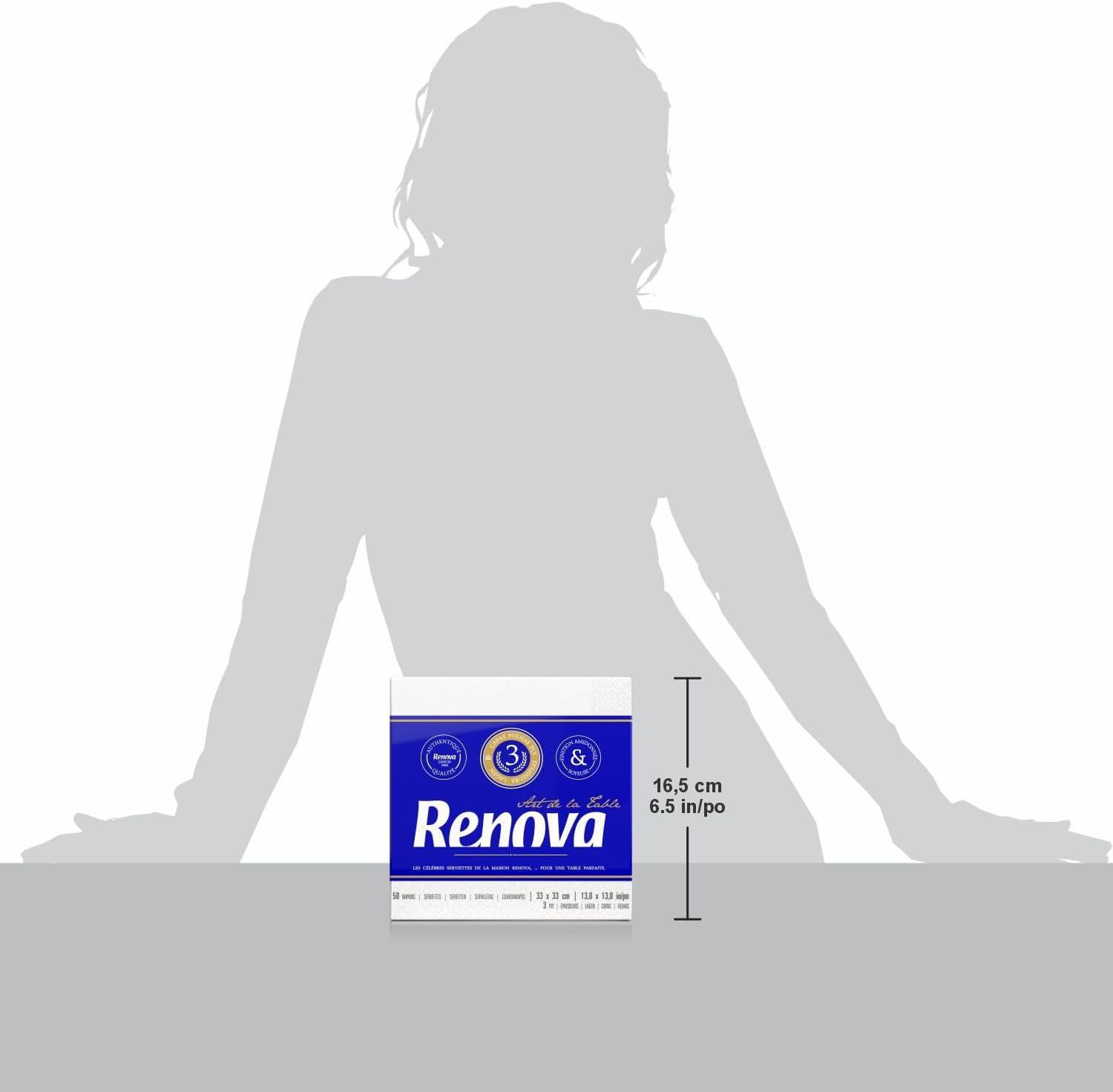 Renova papirservietter, bordkunst, 50 premium servietter, 3 lags