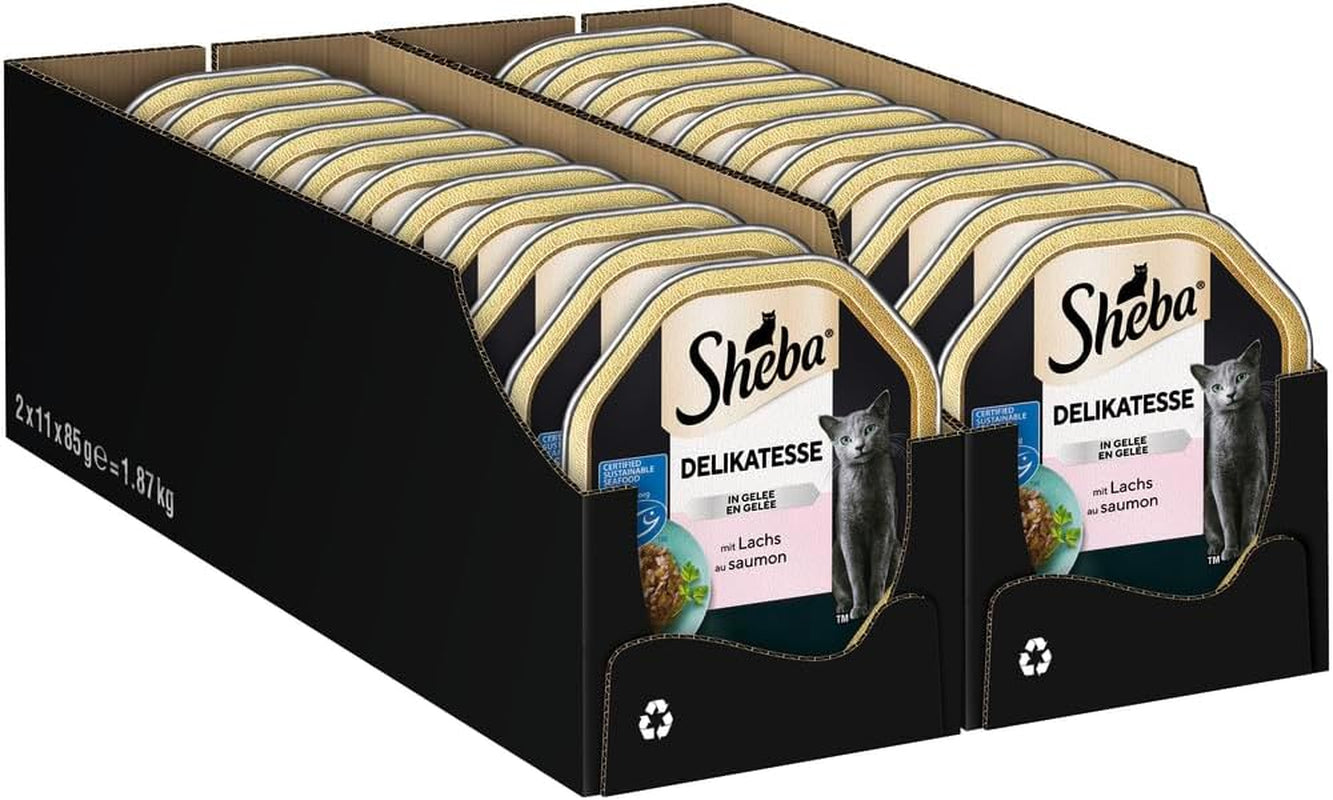 Sheba våd kattefoder, delikatesse i laksegele, 2 x 11 x 85g