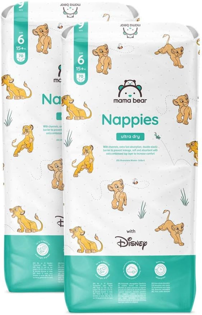 Amazon-mærke: Mama Bear Disney Ultra Dry Bleer, Størrelse 3 (4-9 kg) - Månedlig æske, hvid, 172 Antal (2 pakker af 86)