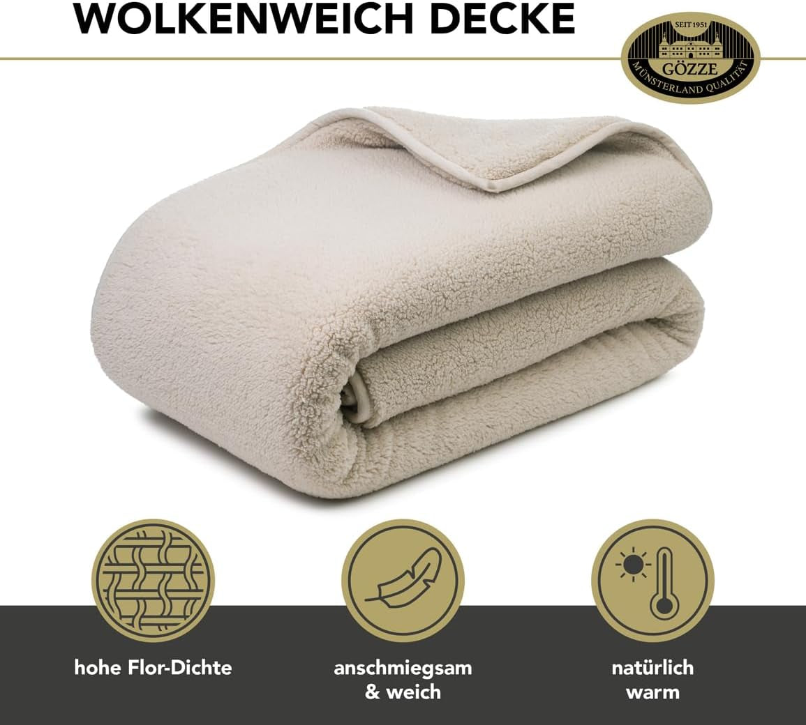 Gözze - Skyblødt kæletæppe, fåreskindsimitation, 100% polyester (mikrofiber), 150 X 200 Cm - Kameldyner og -dyner Naty Shop