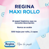 Regina Maxi Roll - 4 ruller toiletpapir, 500 2-lags ark pr. rulle, mere end tre gange en standardrulle, 60% genbrugsplastikemballage, 100% Fsc-certificeret papir
