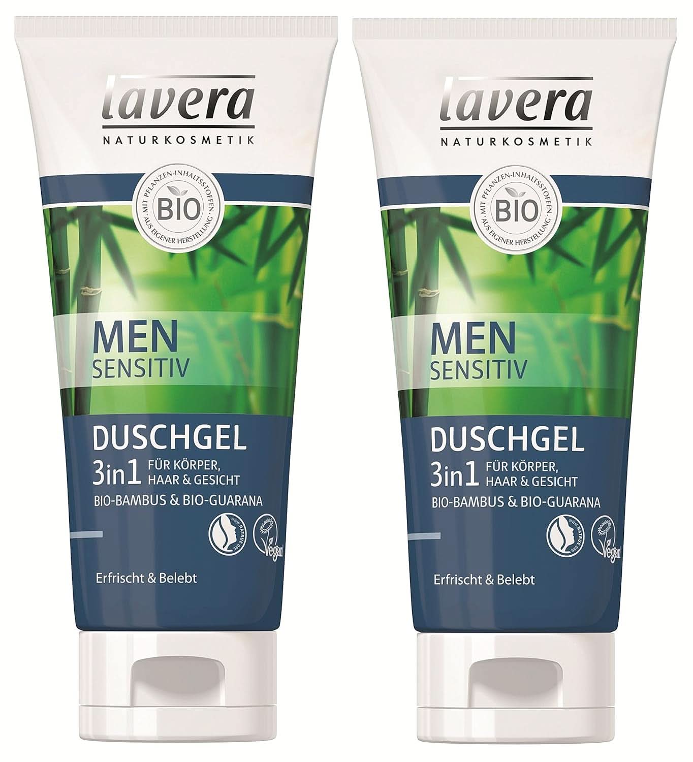 Lavera, Shower gel med økologisk bambus og guarana, 3 i 1, til hud, hår og ansigt, 200 ml Brusebad og bad Naty Shop 2
