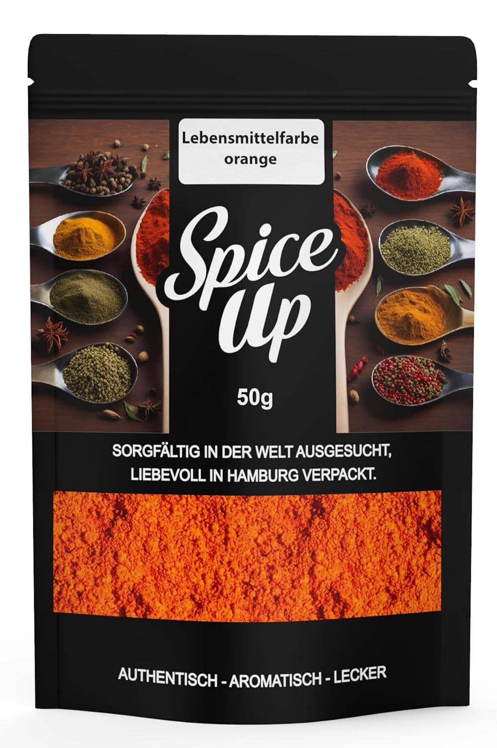 Pift orange madfarve 50G op – Orange madfarvning 50G – pulver i lyse farver til køkken- og bageidéer – til desserter, drinks, karryretter og kreative dekorationer – vegansk og uden kunstige tilsætningsstoffer
