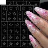 6 ark Airbrush-skabelon Nail Stickers, Butterfly Flame Stars Heart Stars Nail Stickers Printing Stencil Tool Nail Art Selvklæbende Stickers til Kvinder Nail Art Design Stickers