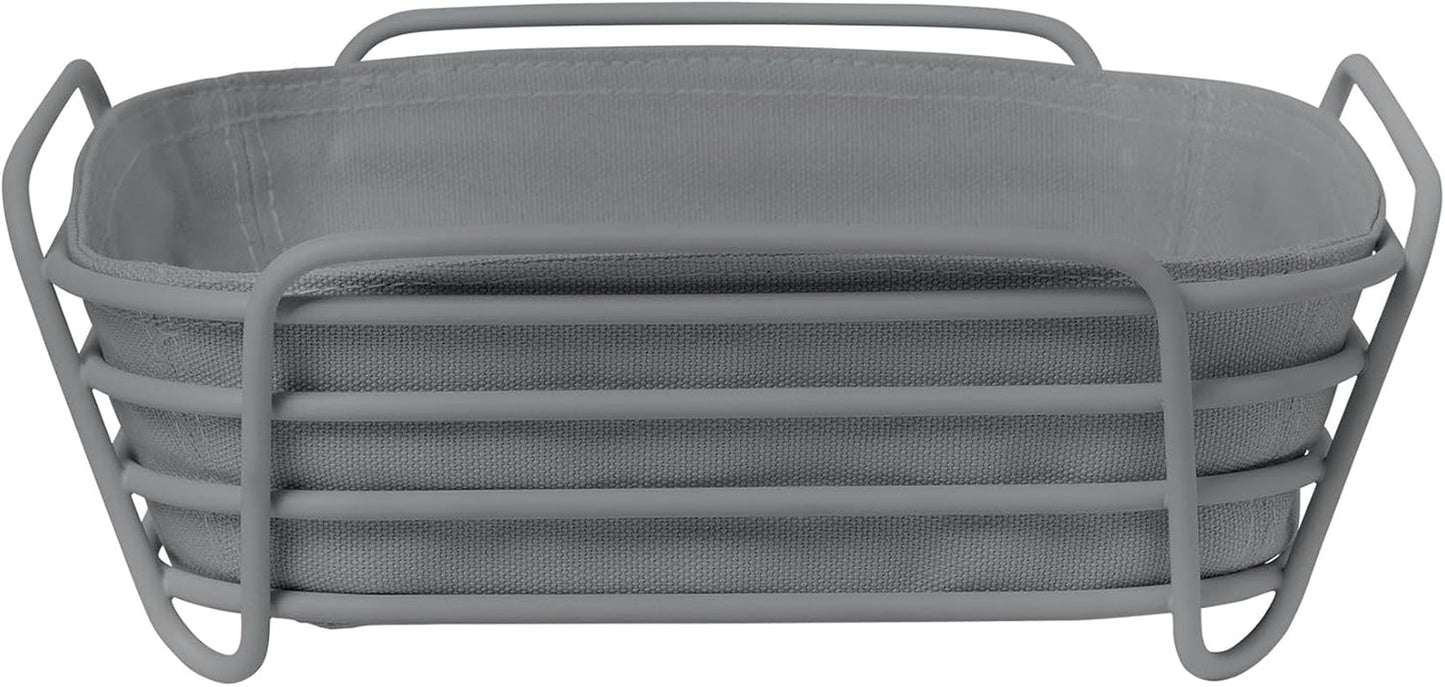 Blomus -DELARA- brødkurv str. L, firkantet, aftagelig stofpose, elegant design, 26 x 26 cm, Moonbeam farve (64075) Madopbevaringsbokse Naty Shop Sharkskin One size