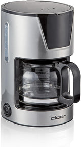 Cloer 6-kops filter espressomaskine, skånsom holde varm funktion, glaskaraffel, måleske, vandstandsindikator, anti-dryp system, automatisk sluk, filterstørrelse 1x2, 550W, rustfrit stål