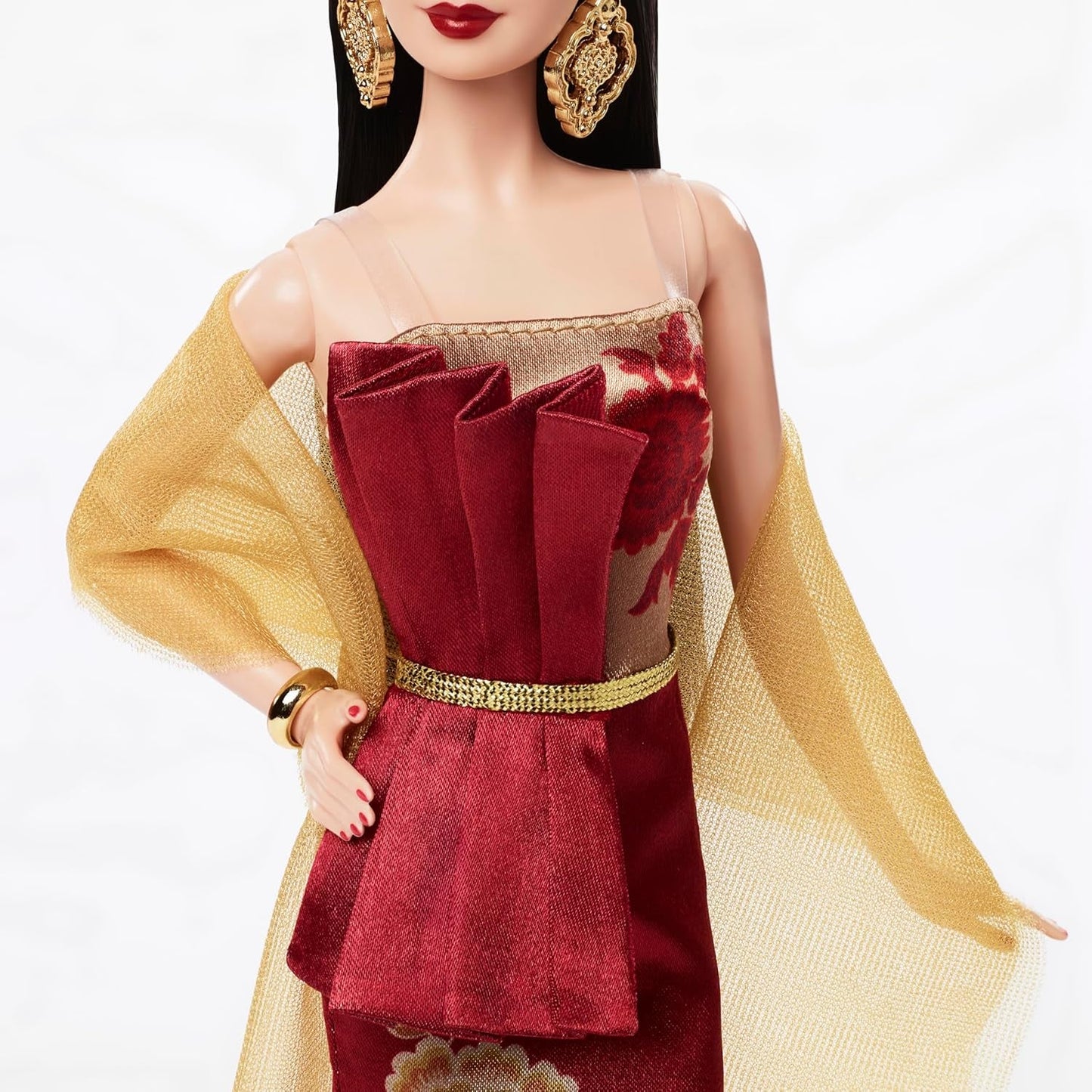 Barbie signatur månenytårsdukke i rød kjole med gyldne pæoner Collection Toy JJX83