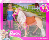 Barbie dukke og hestelegetøj, ridetilbehør, inkluderer 1 dukke og 1 hest, velegnet som gave til børn fra 3 år og derover, FXH13