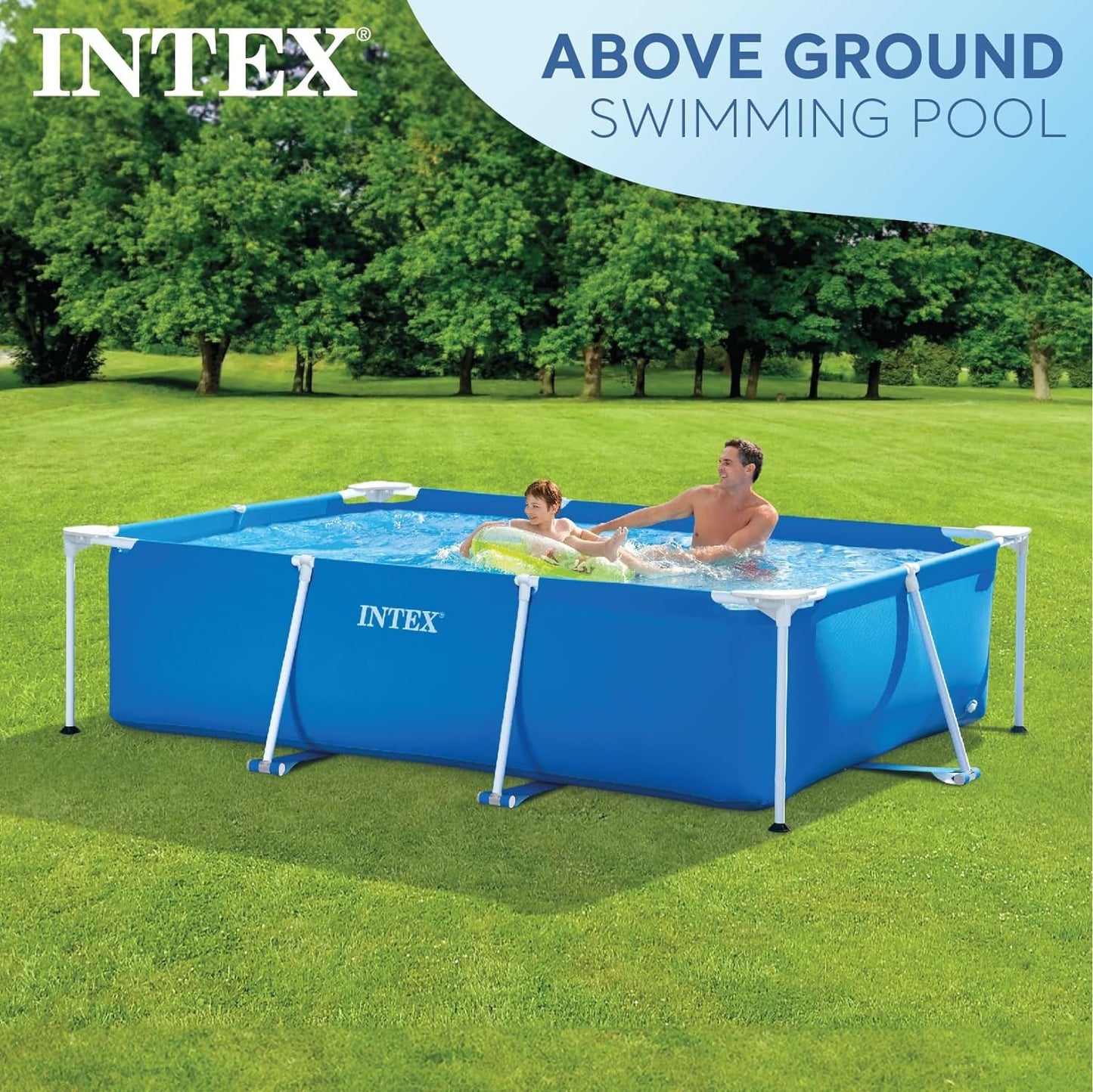 Intex 28271NP - Rektangulær overjordisk pool med ramme, 2282 L, stål og PVC, blå, 260x160x65 cm