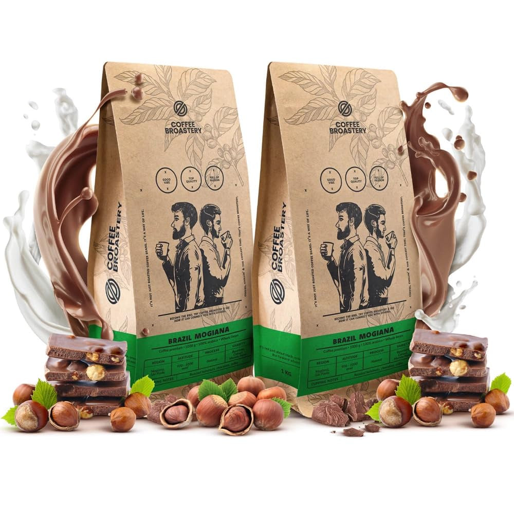 Sæt kaffebønner 2x1kg 2000g | Brasilien Mogiana | Brasiliansk kaffe | Særlig kaffe | Frisk stegt | Håndværksmæssig kafferister