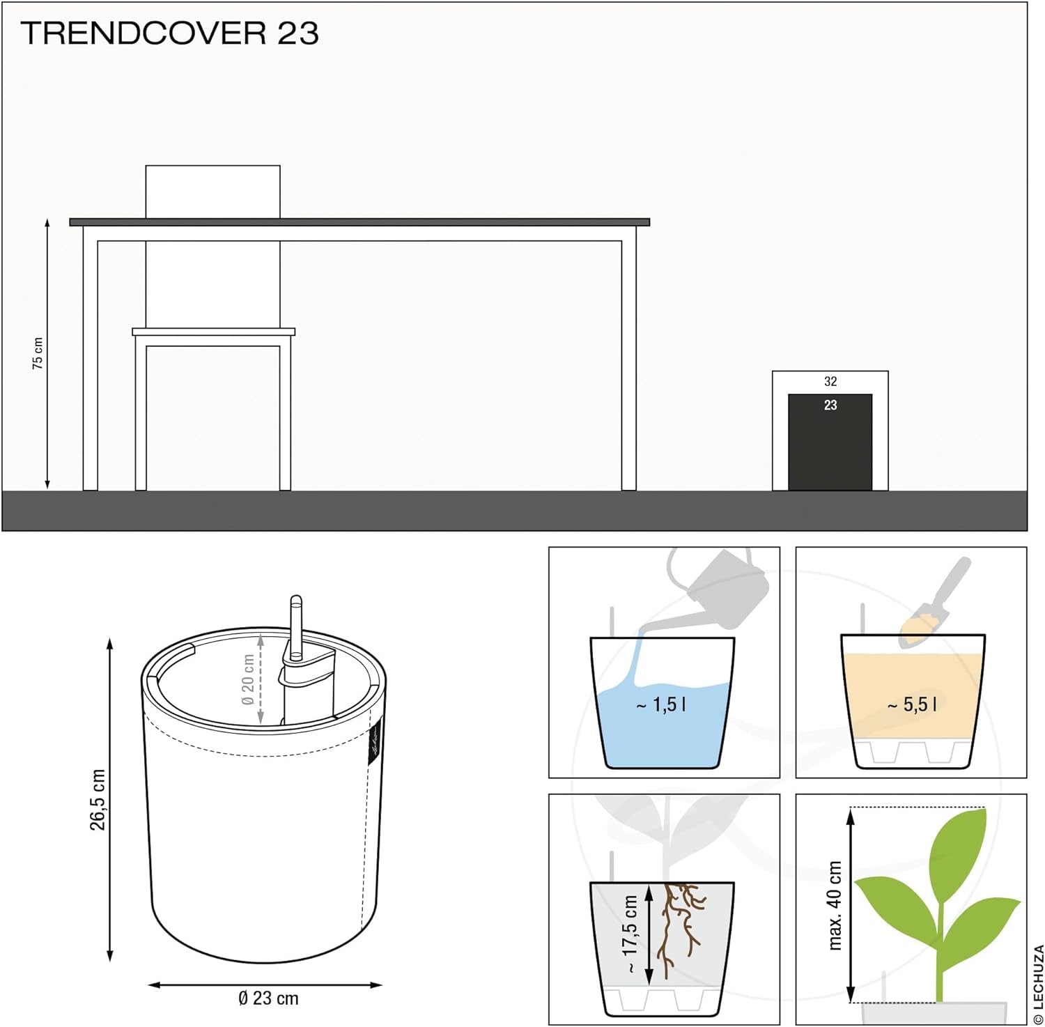 LECHUZA TRENDCOVER 23 Naturlig mørk kork 14181