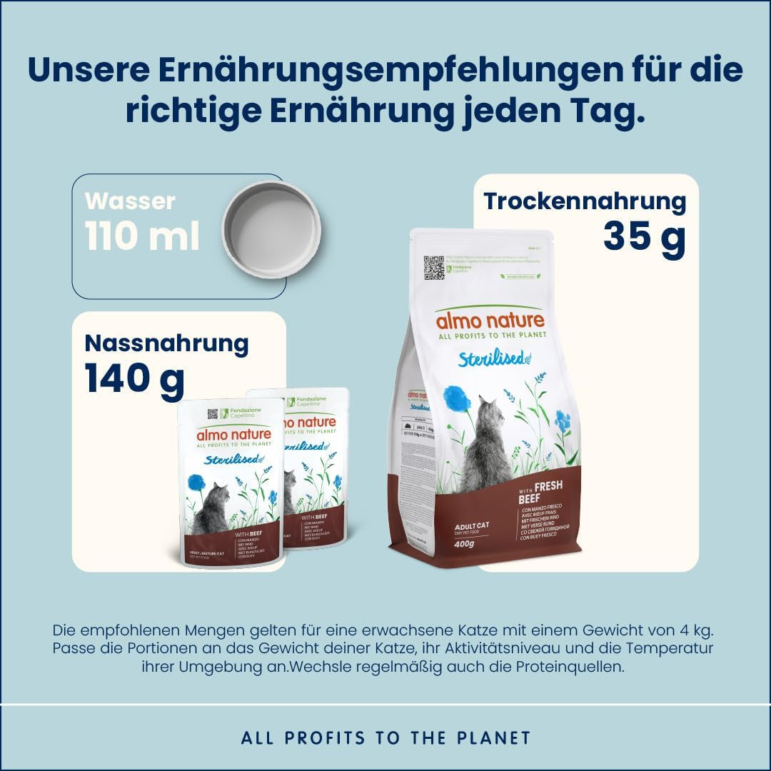 Almo Nature Functional - Steriliseret - Vådfoder til voksne og modne katte, steriliseret eller mindre aktive - med oksekød - fedtfattigt, fugtgivende - 70 g (pakke med 30)