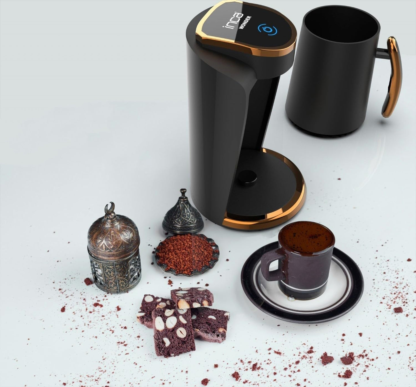 Tyrkisk kaffebar Inca | Türk Kahve Maskiner | 250 ml (1-4 kopper) | 400W | IKM-01 | Beskyttelse mod spild og kogning uden vand | Varmeplade i rustfrit stål | Automatisk nedlukning | Til en perfekt tyrkisk kaffe