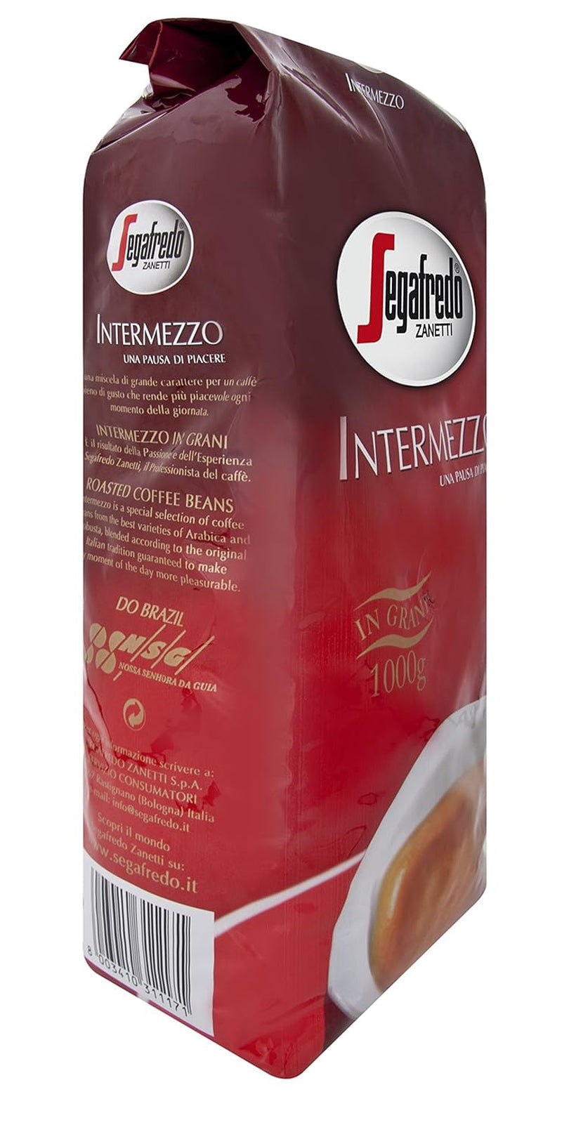Segafredo Zanetti Intermezzo - hele bønner (1 kg pakke) - Geeignet für alle italienschen Kaffeespezialitäten - Kaffeebohnen mit mitteller Röstung, stark und vollmundig im Gesmack