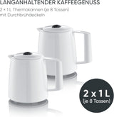 Severin espressomaskine med filter og 2 termokander, espressomaskine med låg, drypfri ophældning, lang temperatur vedligeholdelse, automatisk slukning, 1000 W, ca. 1 liter, hvid, KA 9309