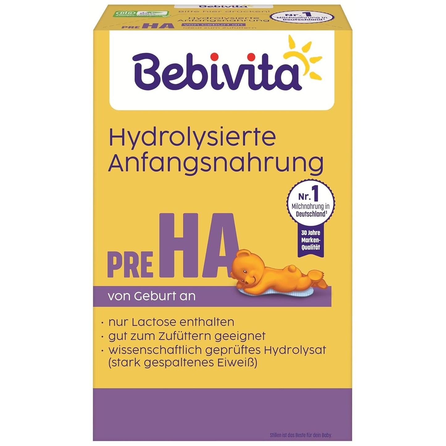 PRE HA (5 x 500g), hydrolyseret mælkepulverformel fra fødslen, indeholder kun laktose som kulhydrat, velegnet til tilskudsfodring