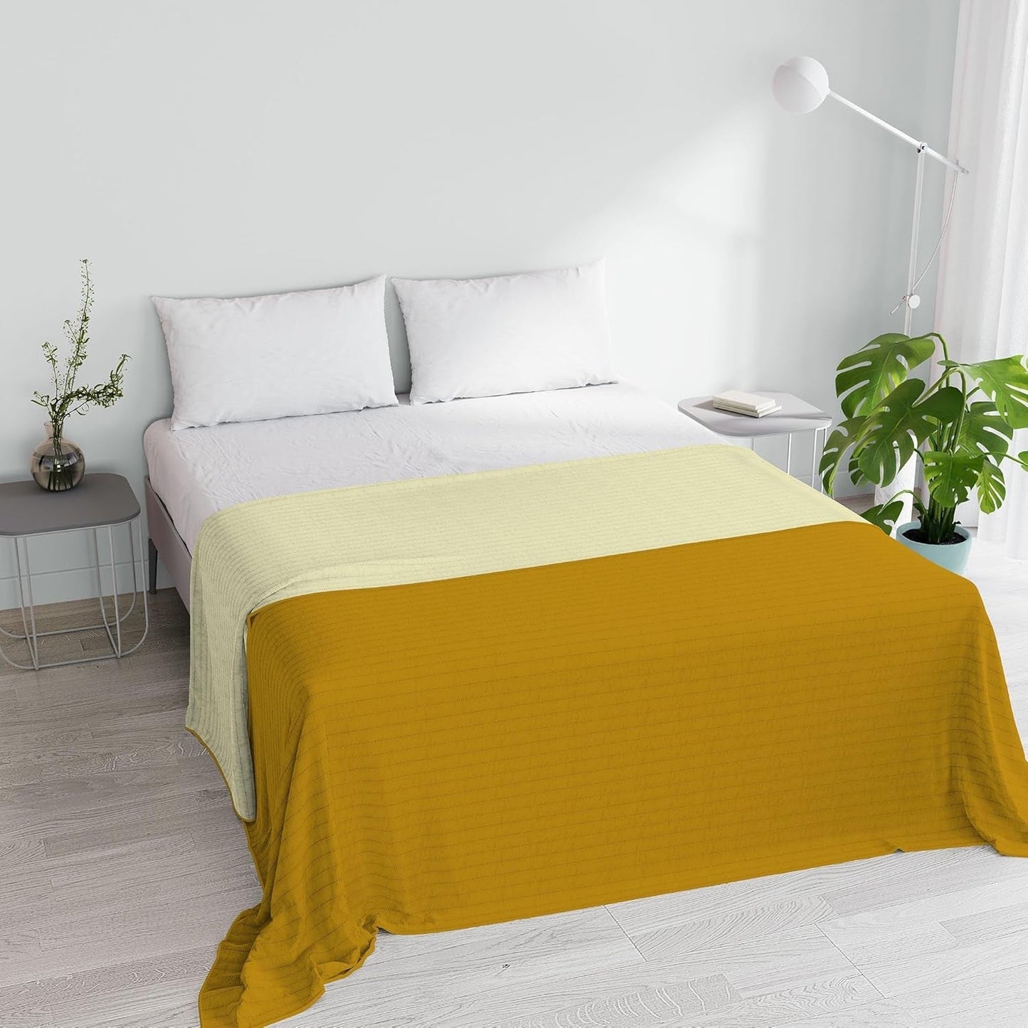 Orange/rust microfiber sommerdyne til dobbeltseng 250 X 250 Cm Naty Shop dyner og dyner Sennep/creme ægteskab 250X250 cm