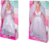 Simba 105733414 - Steffi Love Brudekjole, Assorteret 2 Designs, Kun én vare medfølger, Dukke i en smuk brudekjole, 29 cm, Alders 3+