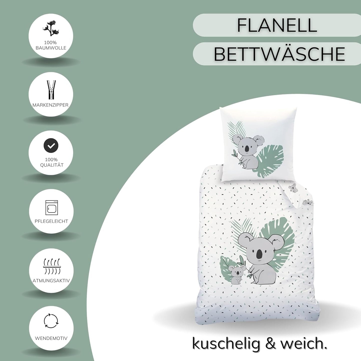 Børnesengetøj, Koalabjørn, unisex, 100% bomuld Sengetøj - børne Naty Shop