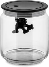 Alessi "Gianni" køkkenkrukke i glas med forseglet låg, termoplastisk harpiks, sort, 27,5 x 13,5 x 28 cm madopbevaringsbokse Naty Shop-glas, sort 12 cm
