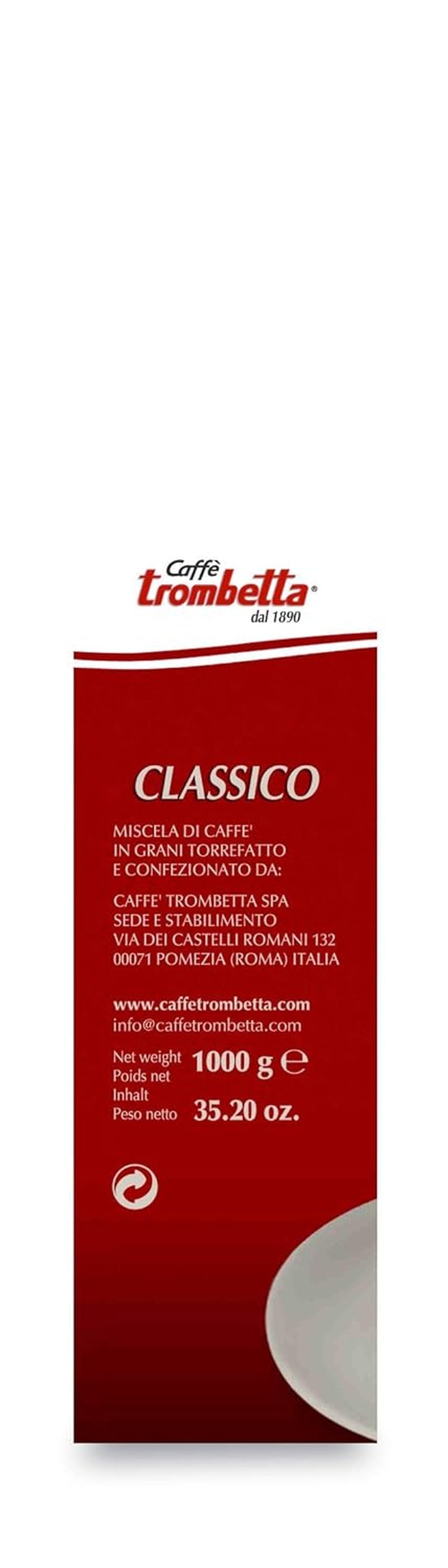 Caffè Trombetta Italien Kaffee Geröstete Kaffeebohnen, klassisk. En perfekt harmonisk aroma og kød - 1 kg
