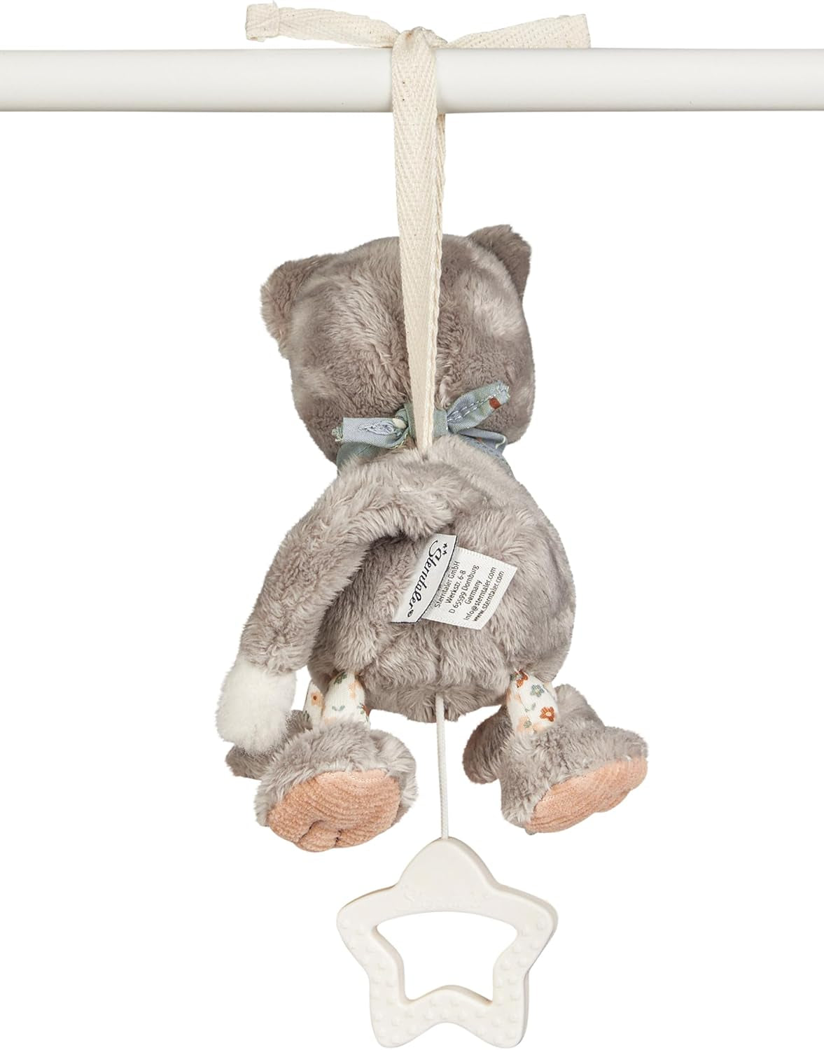 Sterntaler S cat Lilly spilledåse - baby spilledåse lavet af blødt stof - plys legetøj for børn at binde - sovehjælp har en beroligende effekt derhjemme og på farten, grå Legetøj Bebe Naty Shop