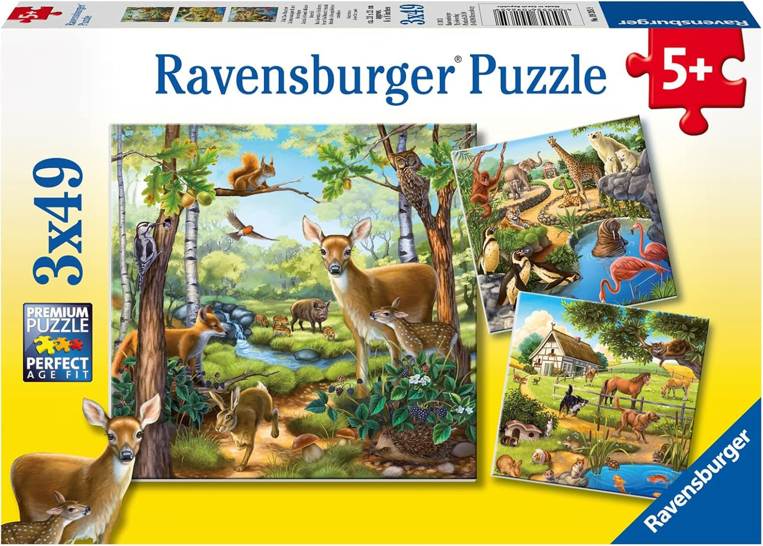 Ravensburger puslespil til børn - 09265 Skov/Zoo/Kæledyr - puslespil til børn over 5 år, med 3X49 brikker Puslespil Naty Shop Standard titel