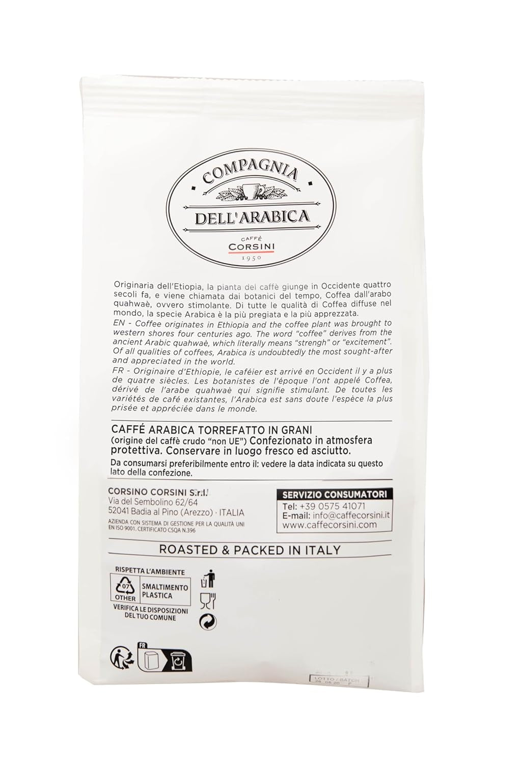 Caffè Corsini - Kaffeebohnen 3x250g Compagnia Dell'Arabica Sæt Guatemala/Äthiopien/El Salvador, Einzelner Ursprung, i alt 750g