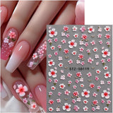 JMEOWIO 3D Nagelsticker Blume Nail Art Sticker Selbstklebend Nagelaufkleber 5D Stereoskopisk Frühling Sommer Floral Dekoration Nageldesign Zubehör 4 Blatt